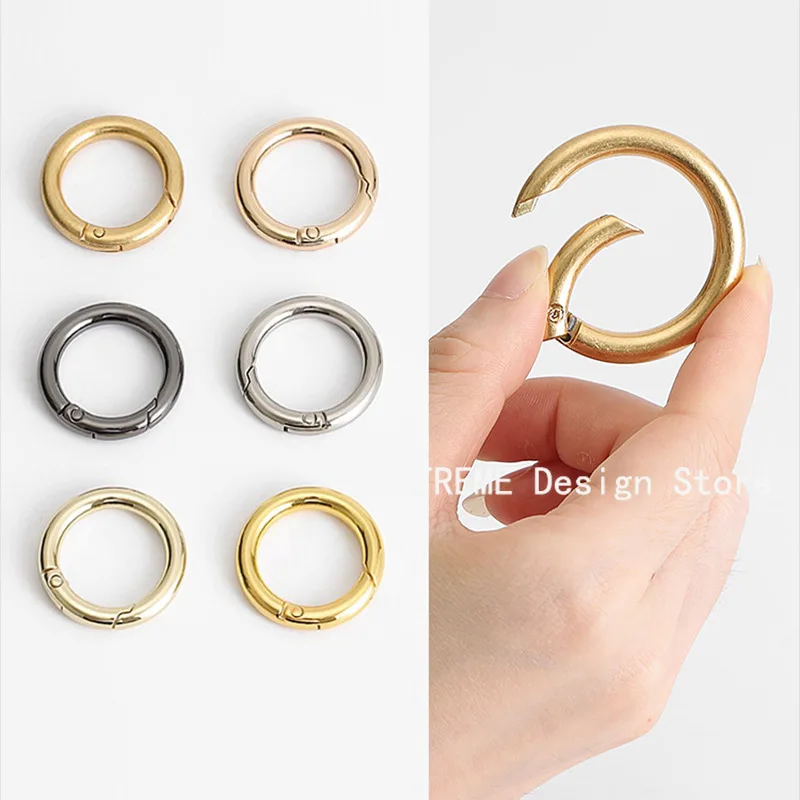 1pc Metal O Ring Spring Clasps Openable Round Carabiner Keychain Bag Clips Hook Dog Chain Buckles Connector For DIY Jewelry