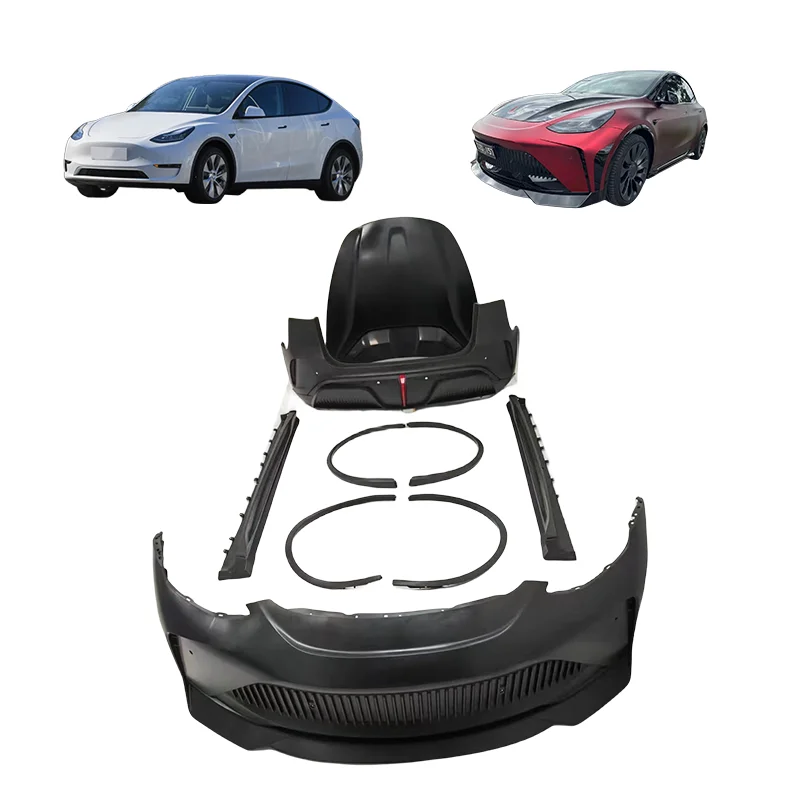 

Новое поступление, обвес звездного корабля для Tesla Model Y, автомобильные бамперы, боковая юбка, комплект кузова с капюшоном
