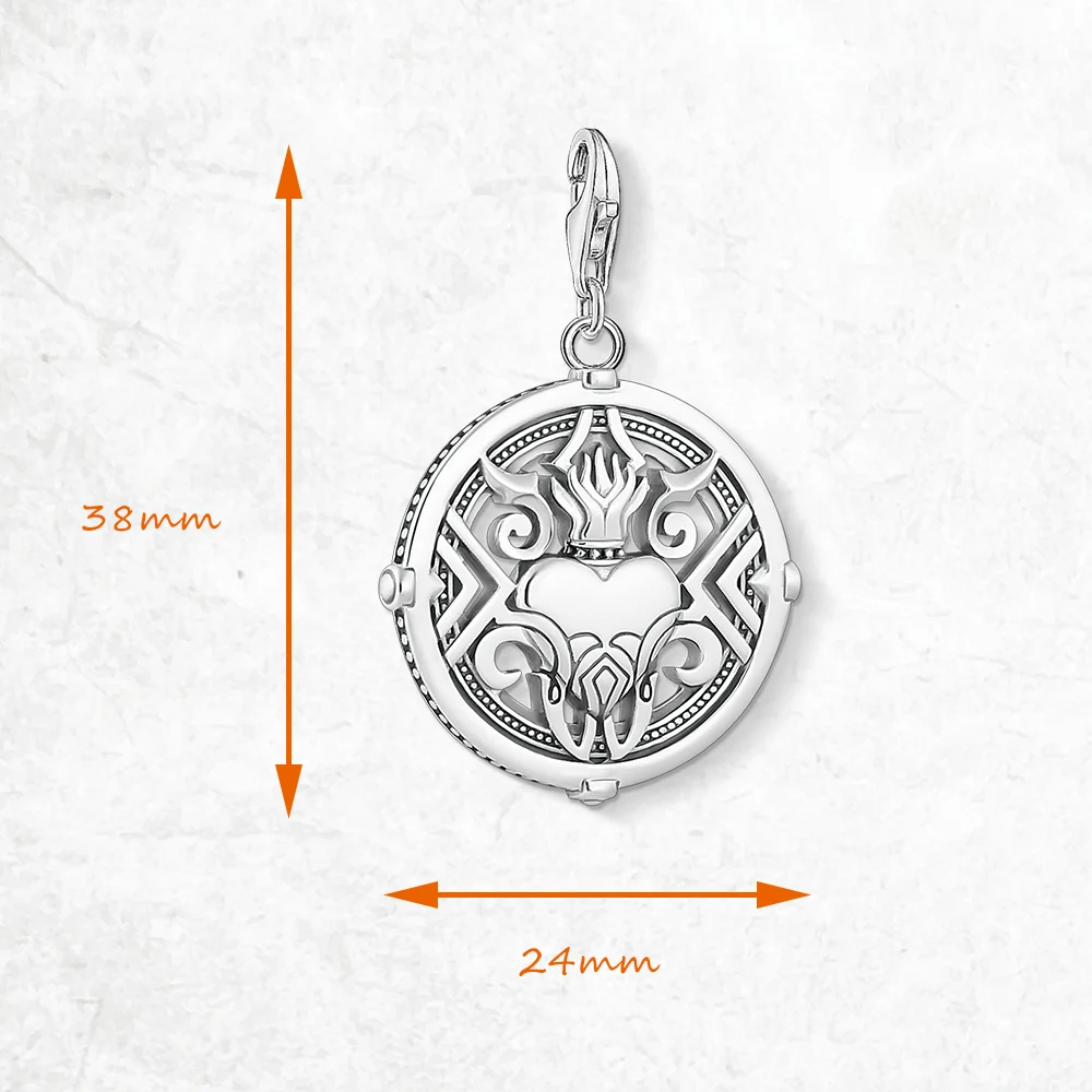Charm Pendant Heart With Flames,Europe Accessories Romantic Jewelry For Women Gift 925 Sterling Silver