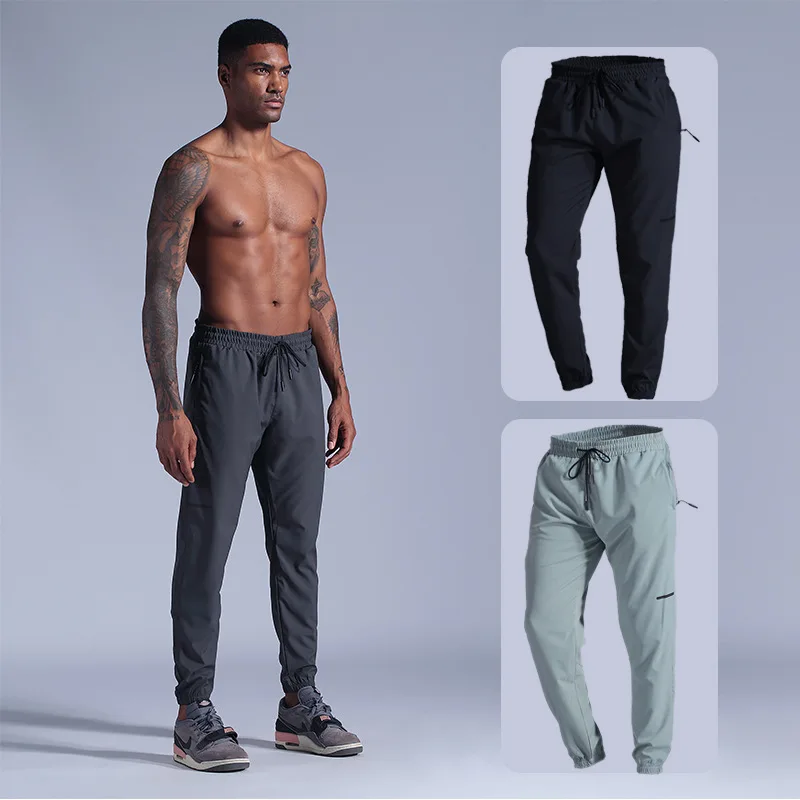 2023 New Men\'s Sweatpants Man Thin Fitness Gym Trousers Slim Fit Quick Dry Running Long Pants Elastic Men Workout Pant 3XL