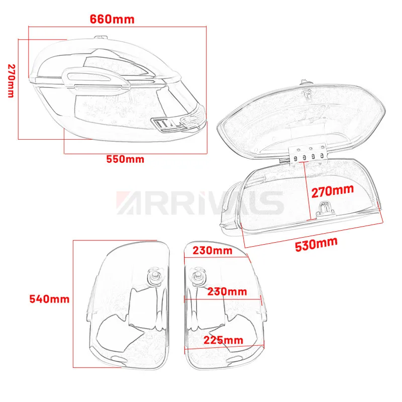 Universal Motorcycle Side Cases 2 Pieces Side Box Tail Luggage Pannier Cargo For Harley For Suzuki For Honda