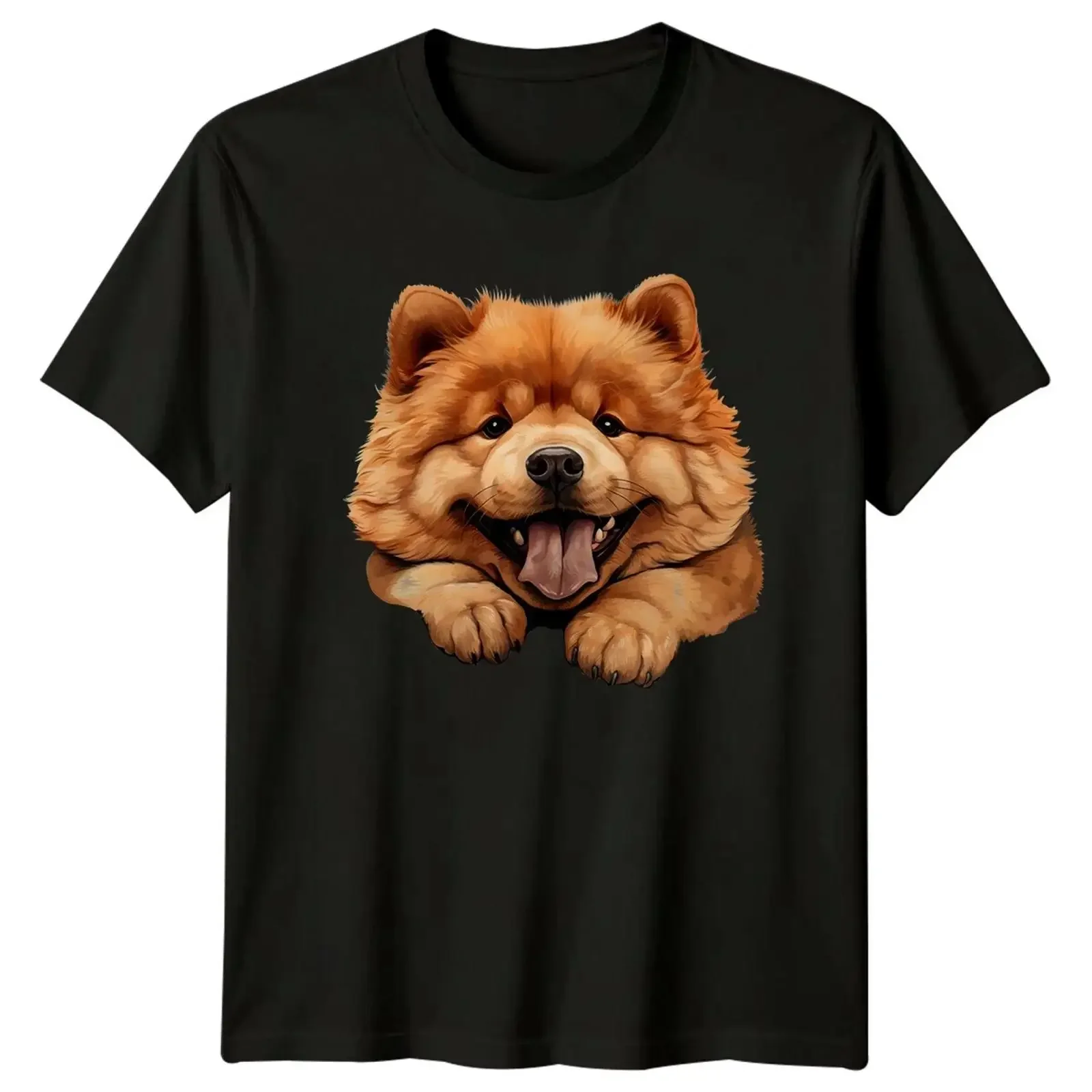 Süßes Chow Hund Porträt Grafik Haustier Liebhaber T Shirt vintage Washed Comfortable Versatile homme Soft graphic