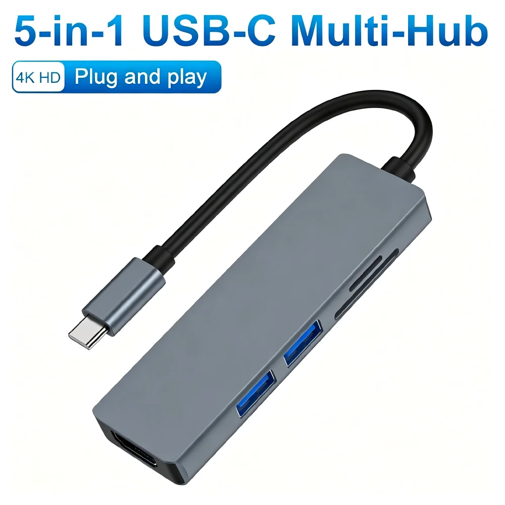 5 In 1 USB3.0 Docking Station HDMI HD Display Hub Multifunctional Laptop Multi-port Screen Casting Extension Dock Adapter