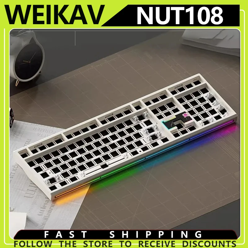 

Weikav NUT108 Mechanical Keyboard Kit Wireless 3mode Gasket RGB Hot-Swap Custom 108Key Aluminum Office Gaming Keyboard Gift