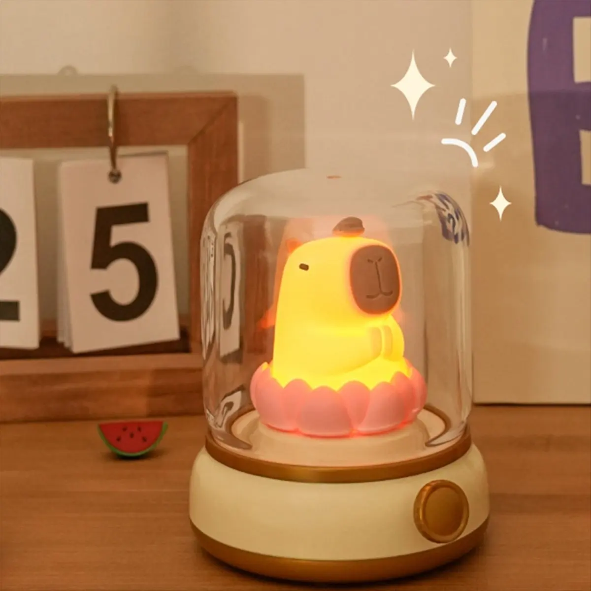 *A99Z Good Luck Lotus Capybara Lamp Creative Cartoon Capibala Night Light Girl Birthday Gift Night Light Green