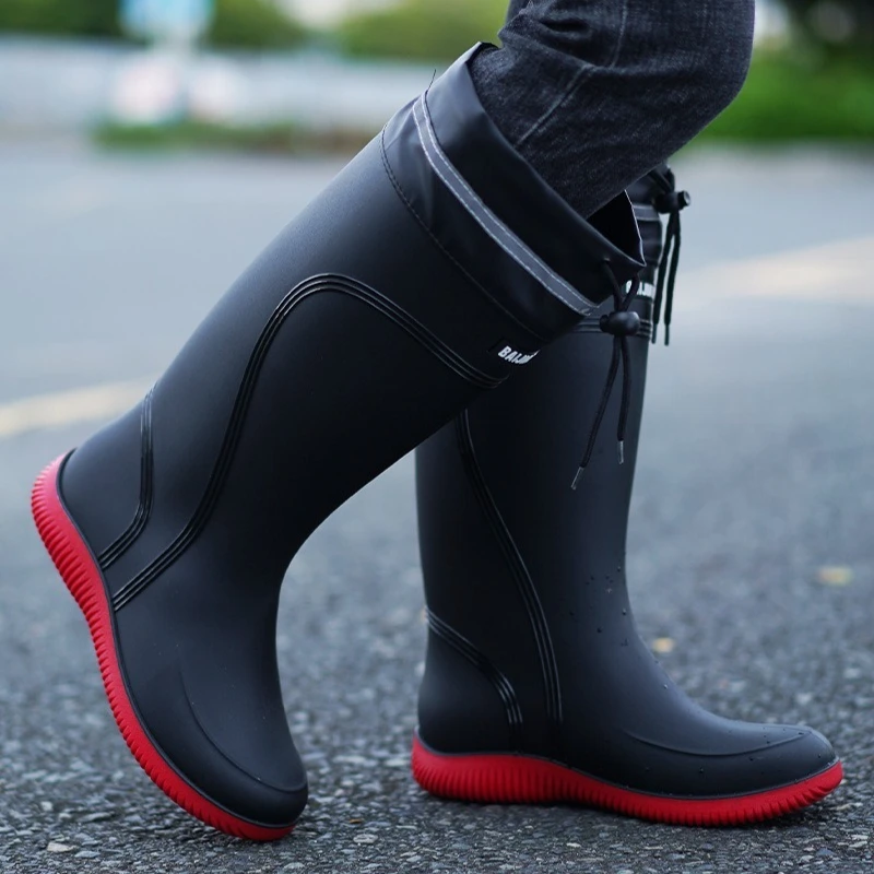 2026 أحذية المطر الراقية للرجال والنساء مغلقة مقاومة للمطر ومقاومة للماء قصيرة ومتوسطة الطول بطول الساق أحذية مطاطية برباط مانعة للانزلاق #4