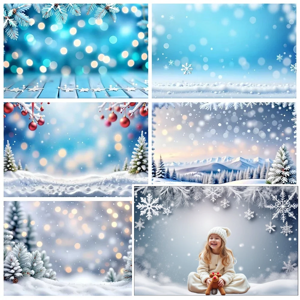 

MOON.QG New Year Christmas Decorations Photography Background Backdrop Bokeh Snowflake Glitter Pine Branch Party Home Wallpaper