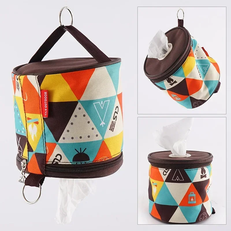 1PCS Outdoor Tissue Case Roll Paper Storage Bag Portable Tissue Cover Organizer Waterproof Camping Hanging Napkin Holder