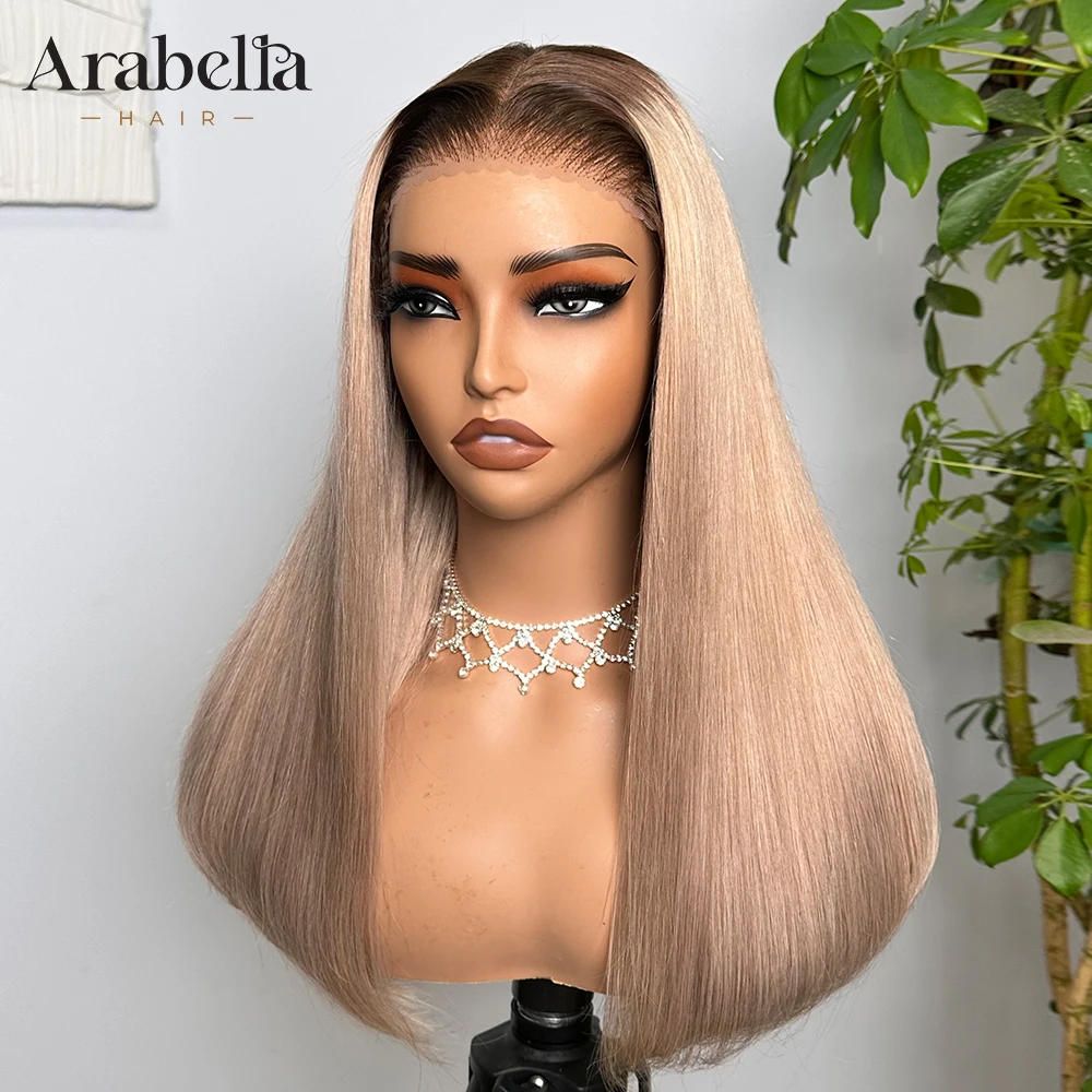 

ARABELLA Hair 6x5 invisible knots Glueless Ash Blonde Ombre Colored Wig Straight Human Hair Wig Body Wave Lace Closure Wig
