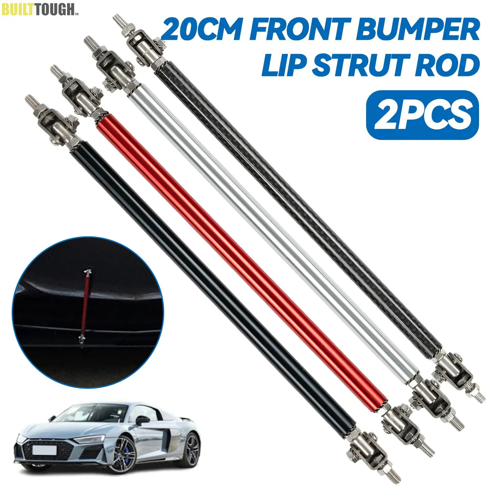 

2Pcs Adjustable 8"-11" 20cm Front Bumper Lip Splitter Strut Rod Tie Support Bar Universal Car Racing Accessories Body Kit Carbon