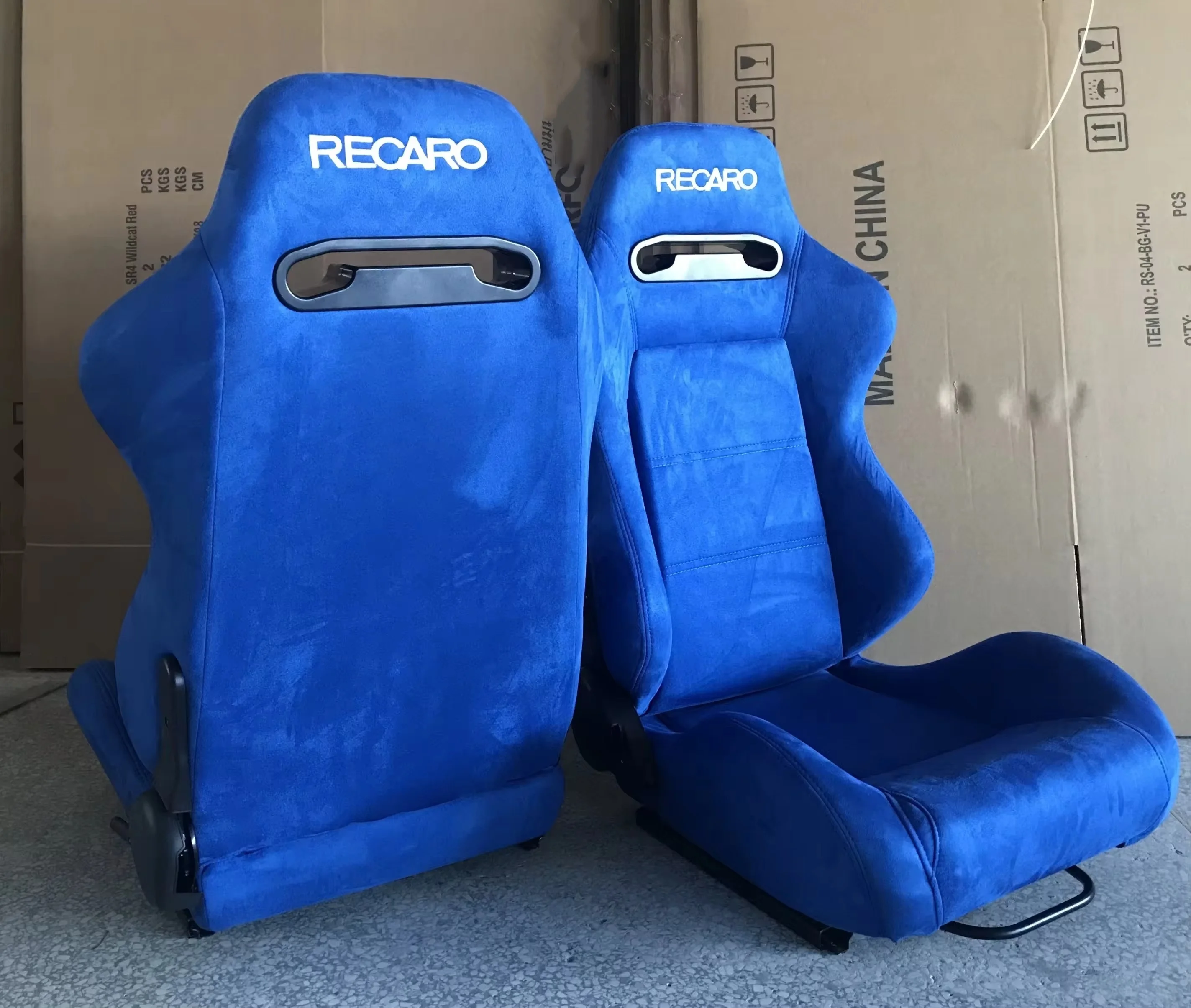 

Jiabeir Customized Recaro Blue Suede Racing Bucket Seats With Dual Lock Rails
