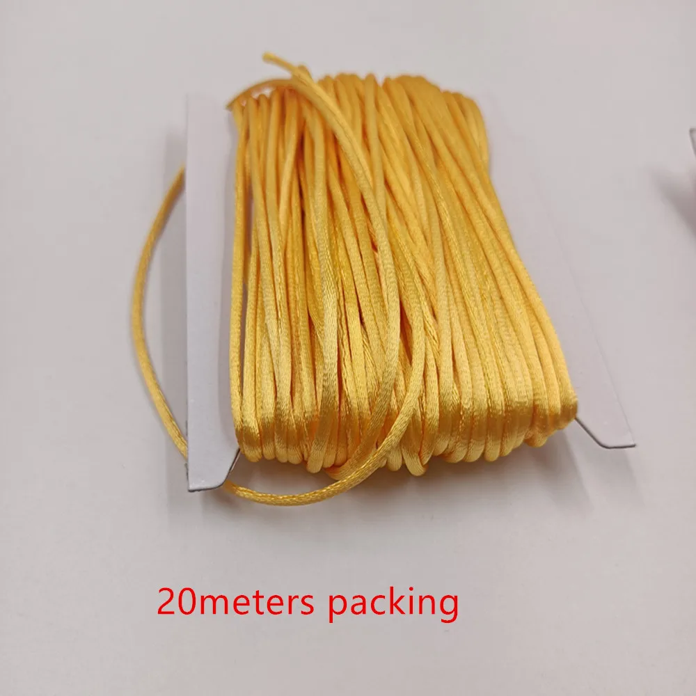 2mm Colorful Rattail Satin Cord Thread Chinese Knot Macrame Bracelet Braided String DIY Tassels Beading Thread 10-225meters