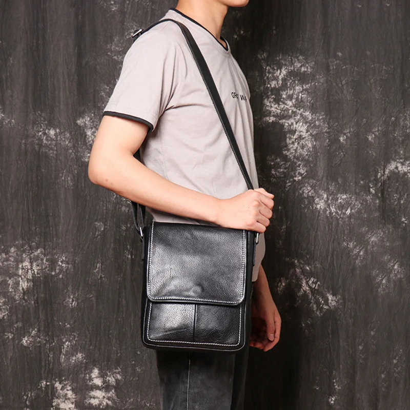 

Men's Flip Magnet Buckle Messenger Shoulder Bag Daily Casual Genuine Leather Large Capacity Crossbody 8.27*2.76*10.63inch