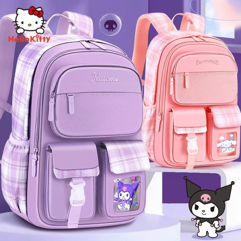 Miniso Kuromi Cinnamoroll girl schoolbag Grade 3-6 children school book bag student backpack pupil cartoon gift waterproof light