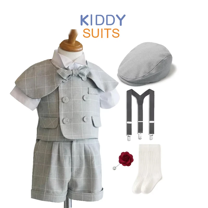 

Baby Boy Outfit Set For Party kids 1 2 3 4 Year Clothes Suits Gentleman Wedding Birthday Photograph 7Pcs Set Thin For Summer