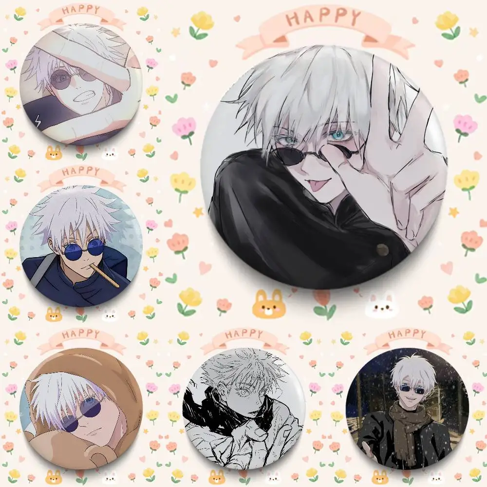 Satoru Gojo Anime Character Badges Button Round Creative Pin Brooch Badge Bag Decor Accessories Fans Collect Friends Gifts
