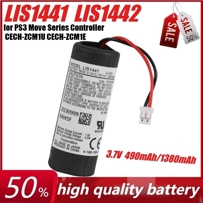 

3.7V 490mAh/1380mAh Lithium Battery LIS1441 LIS1442 Battery for PS3 Move Series Controller CECH-ZCM1U CECH-ZCM1E