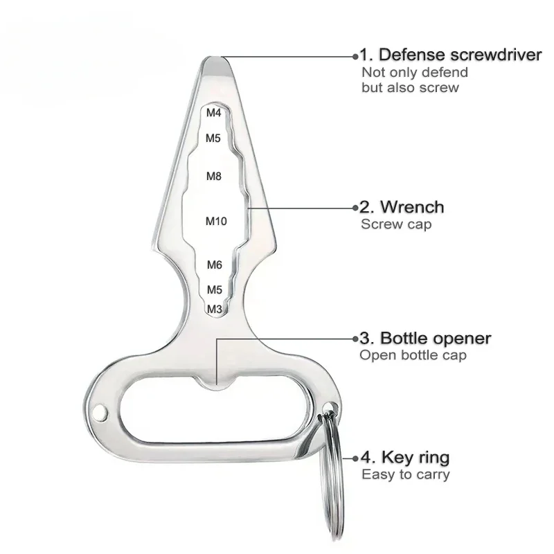 Self Defense Weapons Outdoor EDC Survival Tool Defence Personal Keychian Stinger Bottle Combination Opener Wrench for Men Women