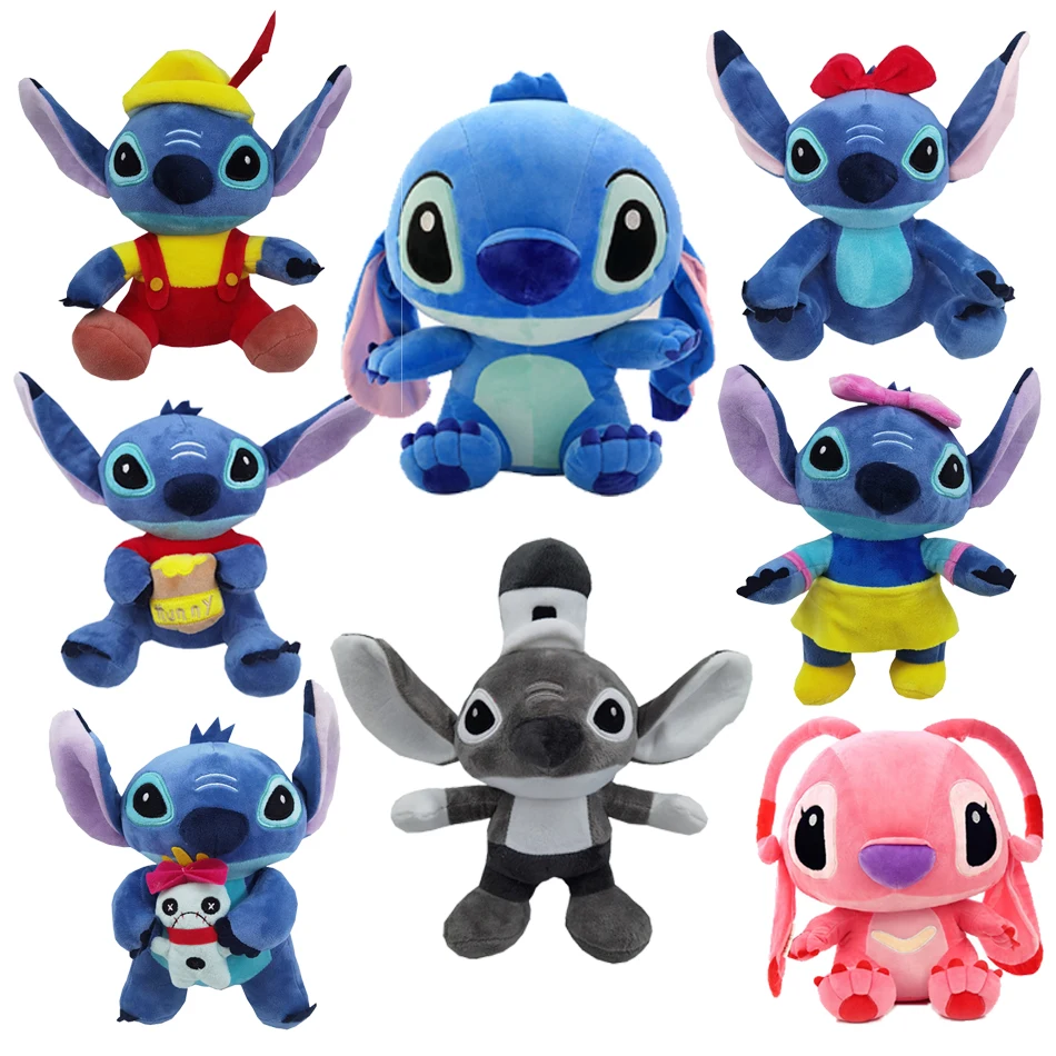 Hot Lilo & Stitch 20cm Pink Blue Couple Kawaii Cartoon Pendant Decoration Plush Soothe Doll Movie Children's Gift