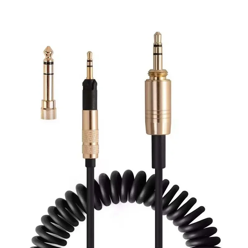 

3.5mm Extended Coiled Dj Cable for ATH M50X M40X Headphone Cable Universal Earphone Wire with 6.5mm Adapter T21A