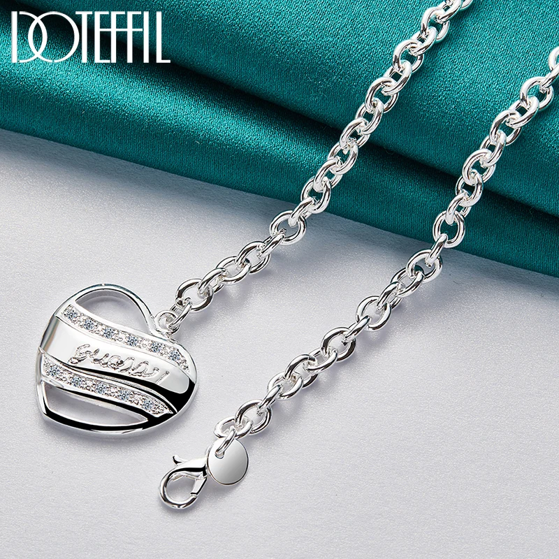 DOTEFFIL collana con ciondolo a cuore in zircone AAA in argento Sterling 925 per gioielli da donna con ciondolo per feste di moda