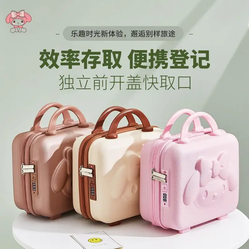 만화 Sanrios 마이 멜로디 수하물 상자 작은 암호 상자 화장품 케이스 가방 귀여운 휴대용 경량 축제 선물