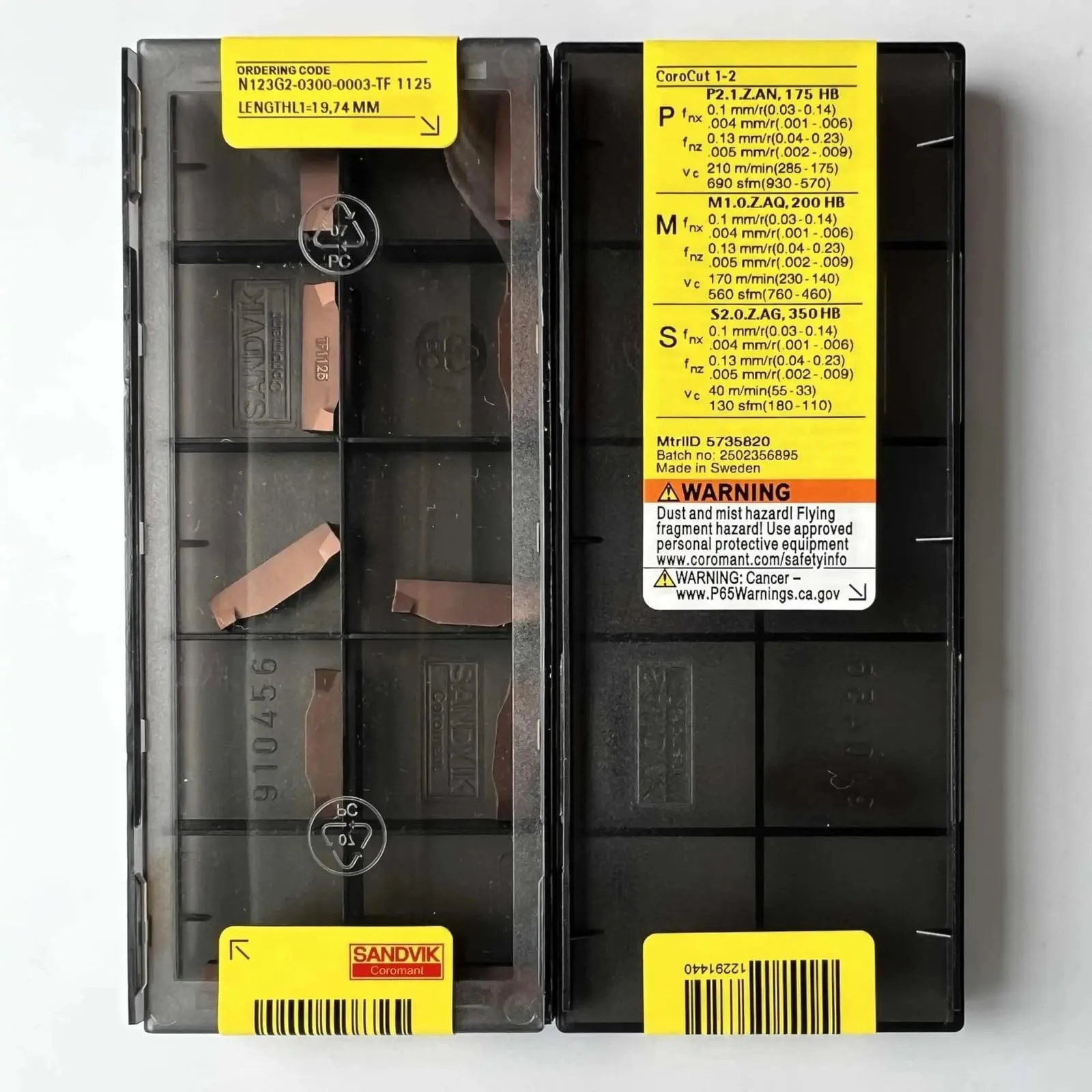 Oryginalne SANDVIK / N123G2-0300-0003-TF 1125 / Płytki z węglika spiekanego CNC, 10 sztuk