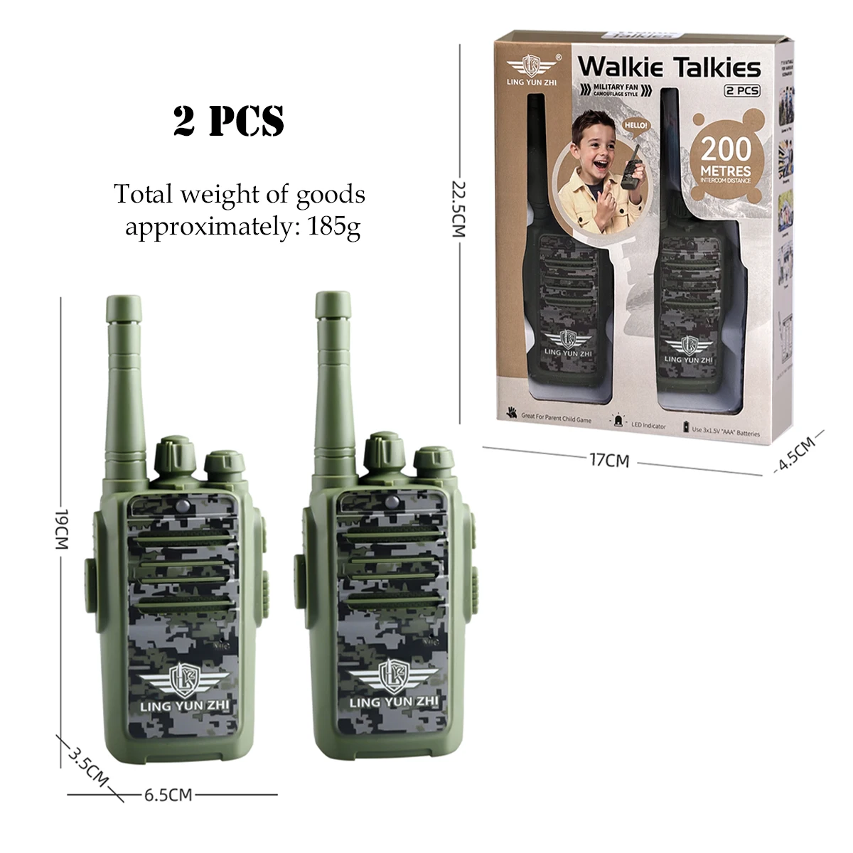 2 ชิ้นอิเล็กทรอนิกส์ Long Range Walkie Talkie ของเล่น Intercom Mini Interphone เสียงดิจิตอลการสื่อสารเกมในร่มและกลางแจ้ง