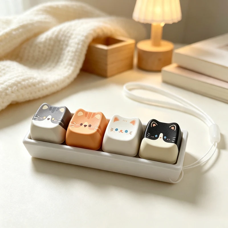 4Keys Finger Button Anti-stress Toys Mechanical Keyboard Keycaps Office Decompression Calming Keychain Gifts for Children