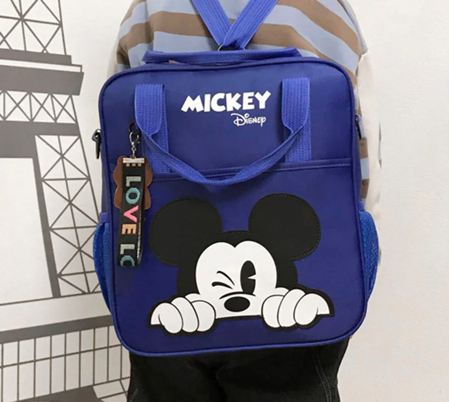 Mochila de pano oxford dos desenhos animados da disney, bolsa, mochila de armazenamento portátil de viagem, bolsa escolar de grande capacidade com bolsa removível