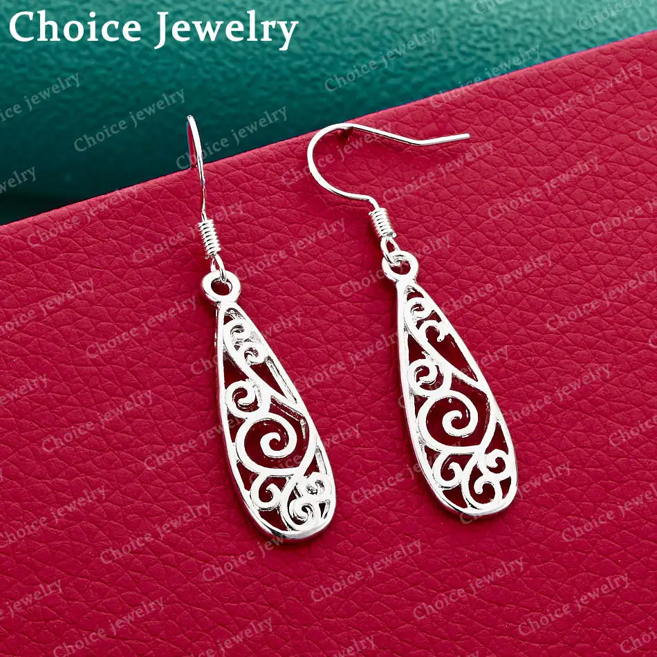 925 Sterling Silver Earrings Retro Curl Pattern Drop Earrings Jewelry Anniversary Gifts and Daily Wear