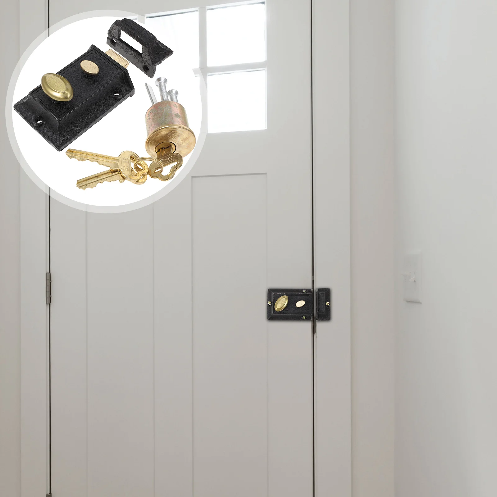 

1 Set Door Lock 35-55Mm Copper Iron Material Easy Installation Polished Surface For Wooden Doors Home School Factory Use