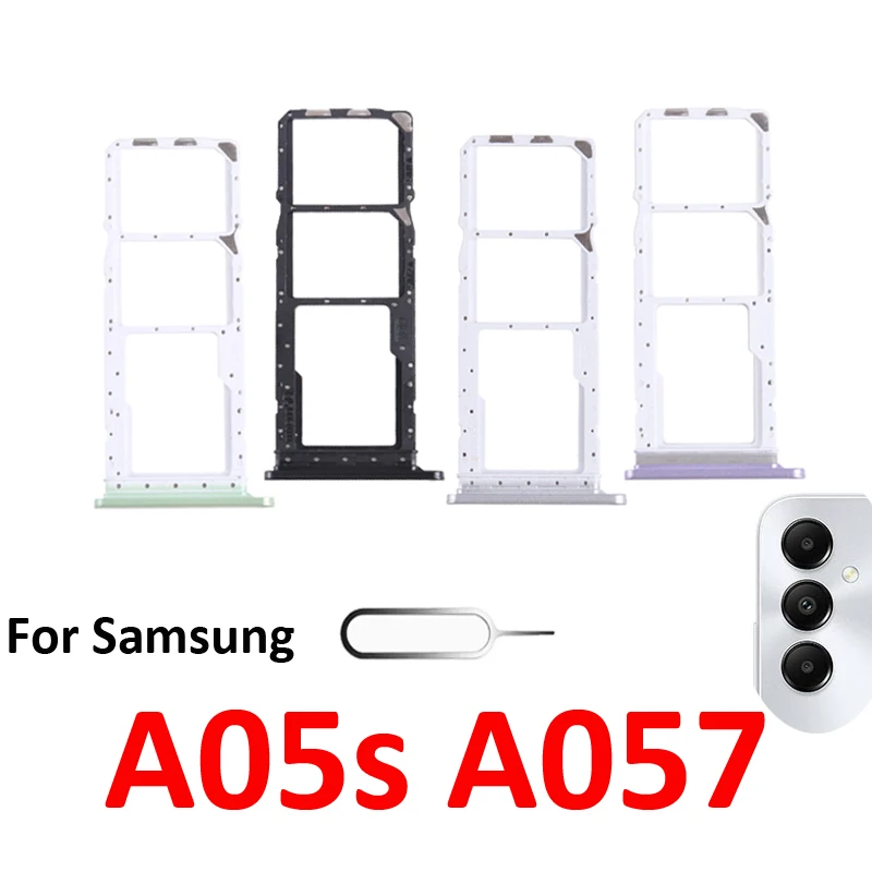 For Samsung Galaxy A05s A057 A057F Phone SIM Tray Micro SD Chip Card Slot Drawer Holder Pocket Single Dual Parts Black Silver