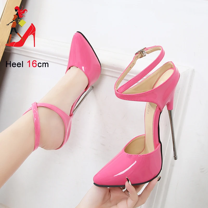 Woman Extreme Metal Heel Sandals Plus Size 46 Summer Stilettos 16CM Fetish High Heels T-stage Show Model Shoes Erotic Women Shoe