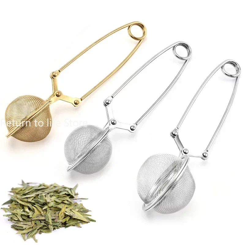 Stainless Steel Tea Infuser Sphere Filter Ball Teaspoon Squeeze Creative Strainer Tea Drip Handle Seasoning Mesh Spoon Ball