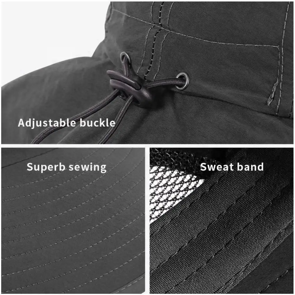 Upgrade Wide Brim Sun Hat With Neck Flap For Men Women Adjustable Outdoor 50+UPF Protection Safari Cap Hiking Fishing Hat - view 5