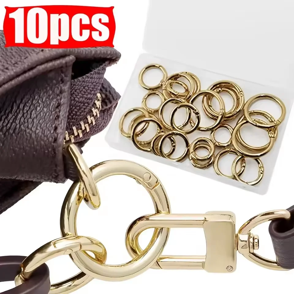 30/10pcs Metal O Ring Spring Clasps for DIY Jewelry Openable Round Carabiner Keychain Bag Clips Hook Dog Chain Buckles Connector view 6