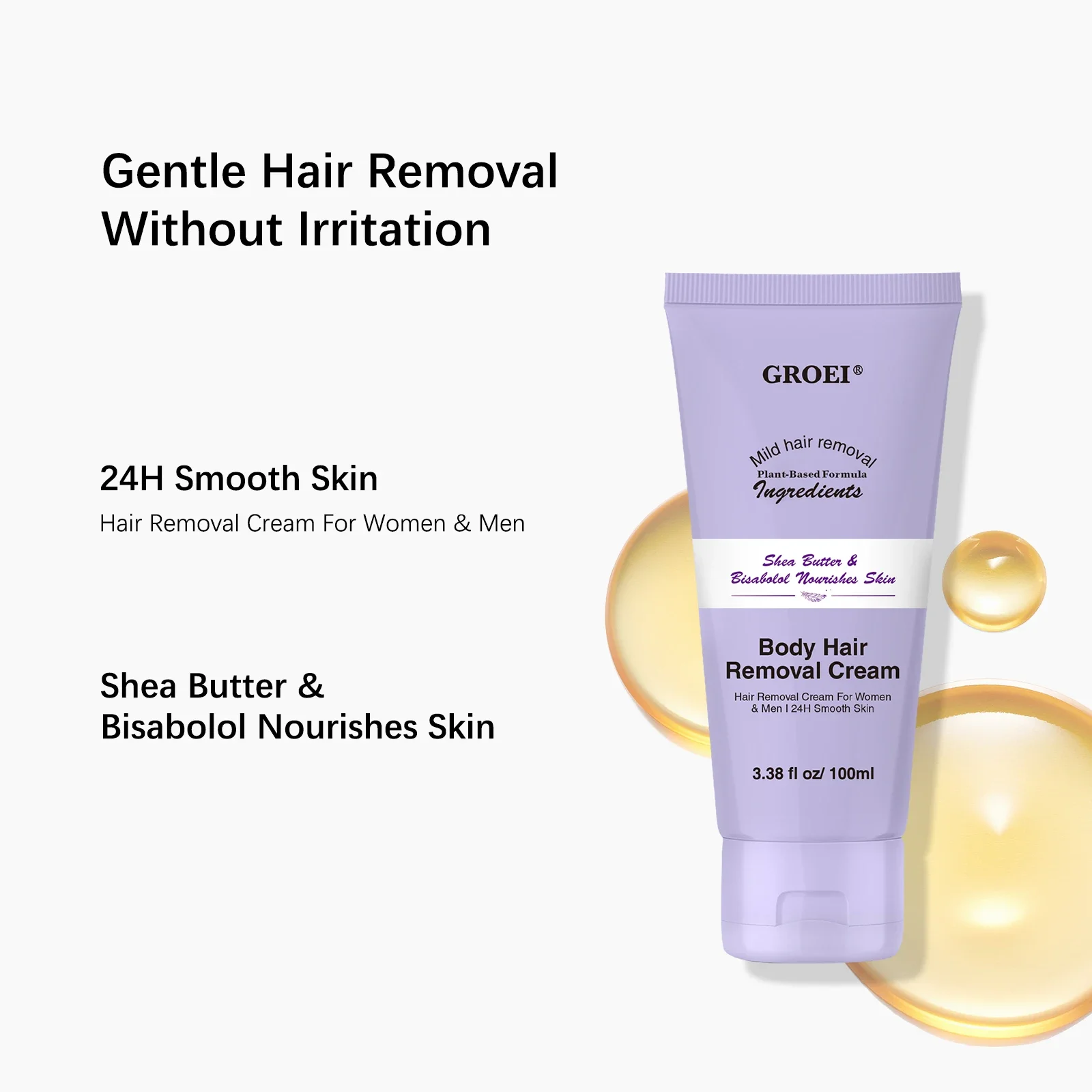 كريم إزالة شعر الجسم 100 مل من GROEI للذراع والإبط والساقين كريم إزالة شعر لطيف وفعال للجنسين، نعومة تدوم طويلاً #3