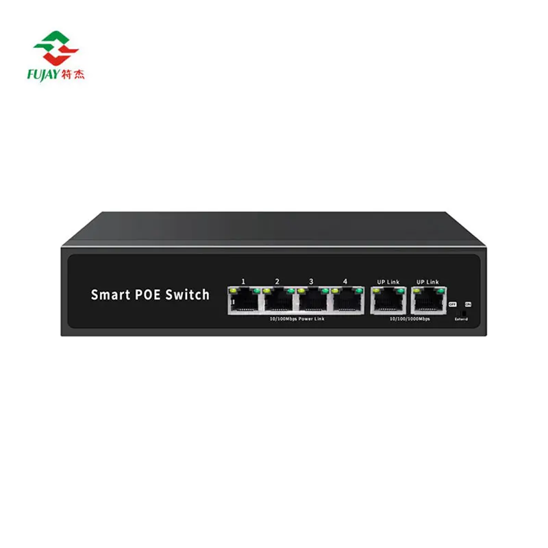 4 Port 10/100M PoE + 2 Port 100M Ethernet Uplink AI industrial poe switch