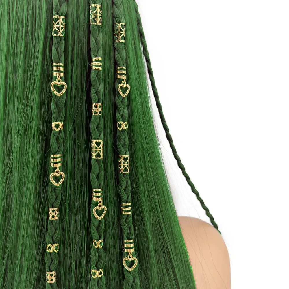 45pcs Love Hollow Out Hair Ring Hair Braiding Dread Locks Dreadlocks Beads DIY Adjustable Hair Braid Tubes Hair Jewelry