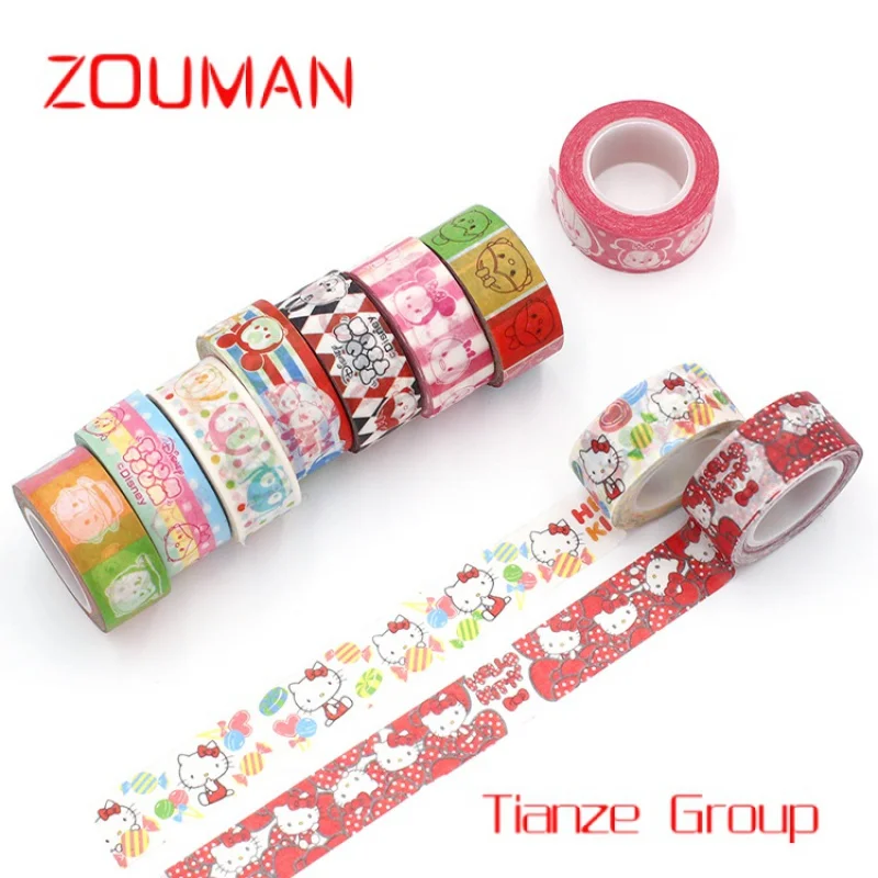 Set pita washi hewan peliharaan kawaii rol stiker antik cetakan kustom, pita washi gaya Korea