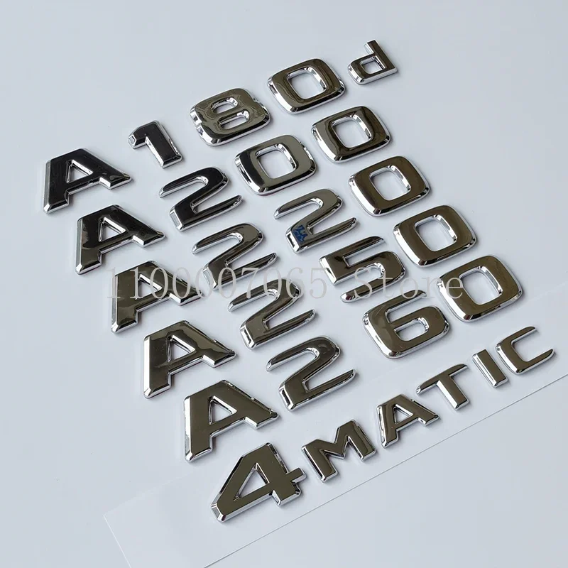 2017 Chrome Letters A180 A200 A250 A260 A180d 4Matic ABS Emblem for A W176 W177 Car Trunk Nameplate Logo Sticker