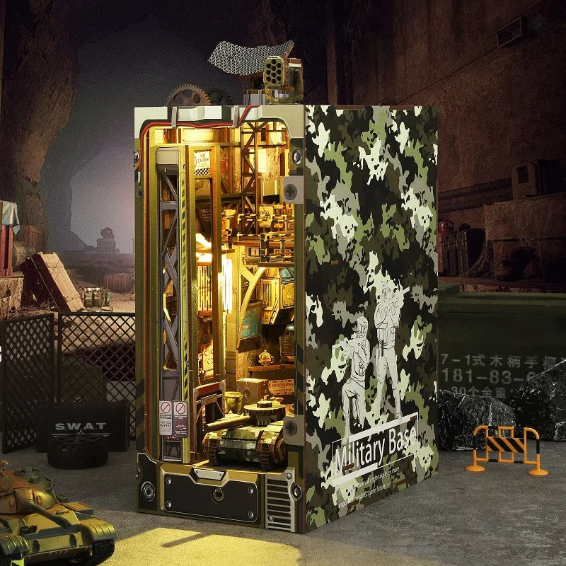 

DIY Book Nook Kit Mini Dollhouse Bookstand 3D Wooden Puzzle Bookshelf Insert Dollhouse Model Bookend With Furniture Dollhouse