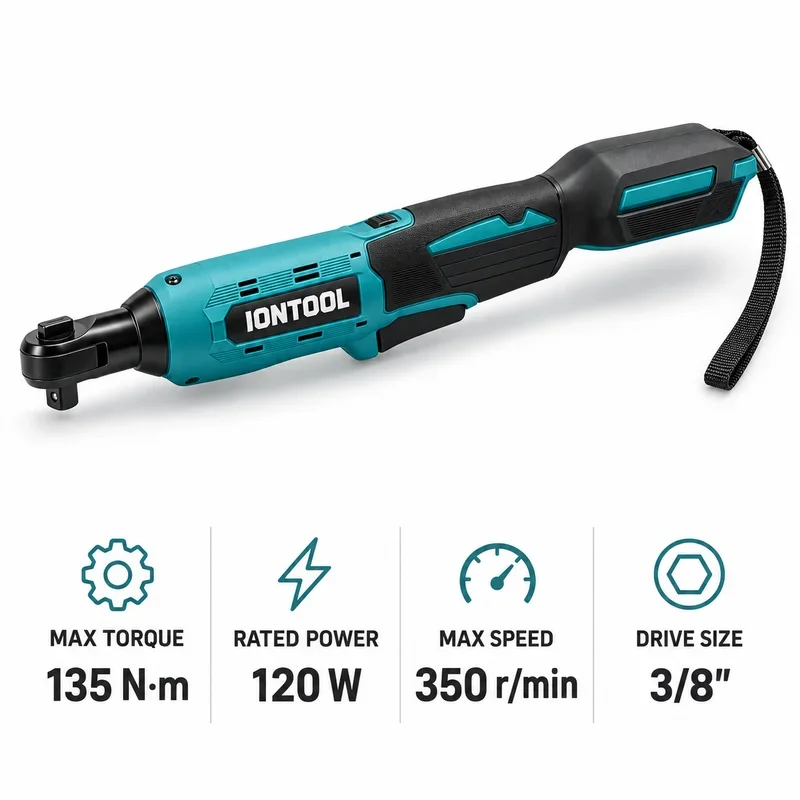 IONTOOL Cordless Ratchet Wrench Tighten and Loosen Nuts with 135N 120W 350RPM for Home Garage Use Tool Only