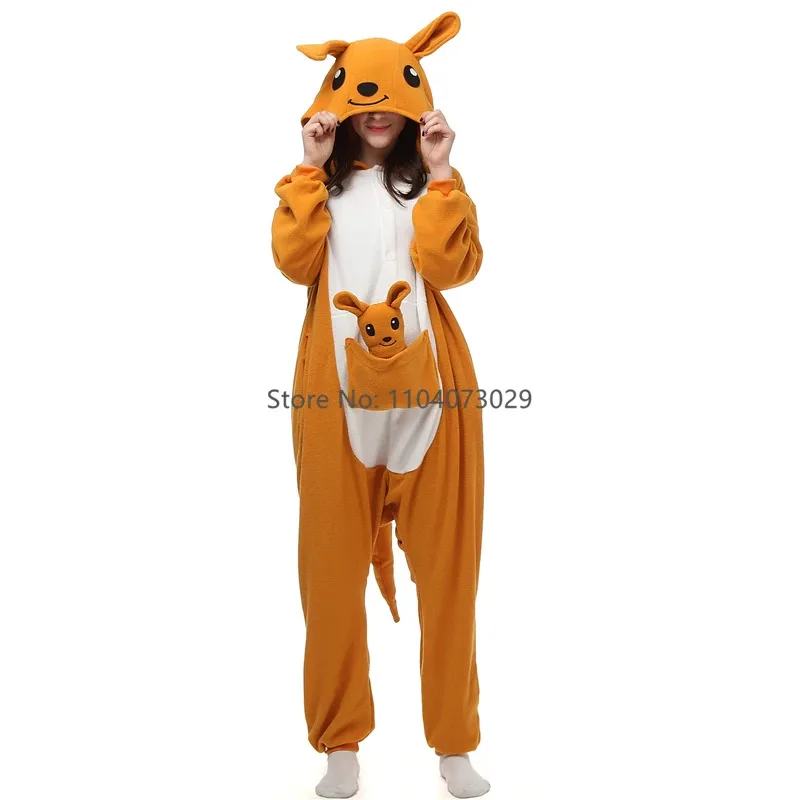 Onesishow Hewan Kigurumi Piyama Halloween Onesie Dewasa Kartun Harimau Kanguru Piyama Pesta Cosplay Wanita Pria Homewear XXL