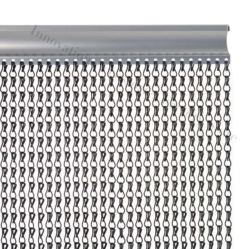 Anti-Fly Aluminium Chain Door Screen – Black Metal Insect Barrier for Kitchen, Restaurant, Patio & Warehouse