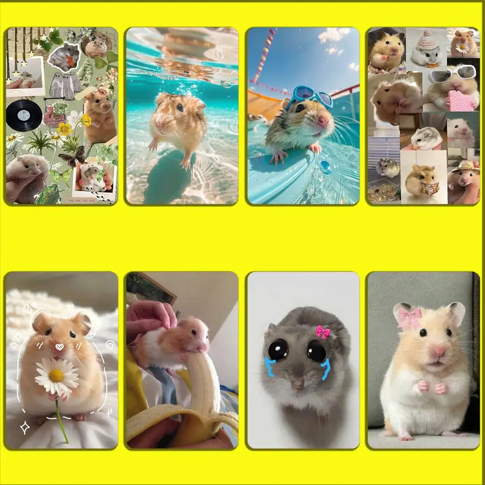 

Cute Funny Hamster Mouse Card Stickers For Debit Bank Credit Cards Metro Bus Pass Sticker Decoration Cover 4PCS Card Skin