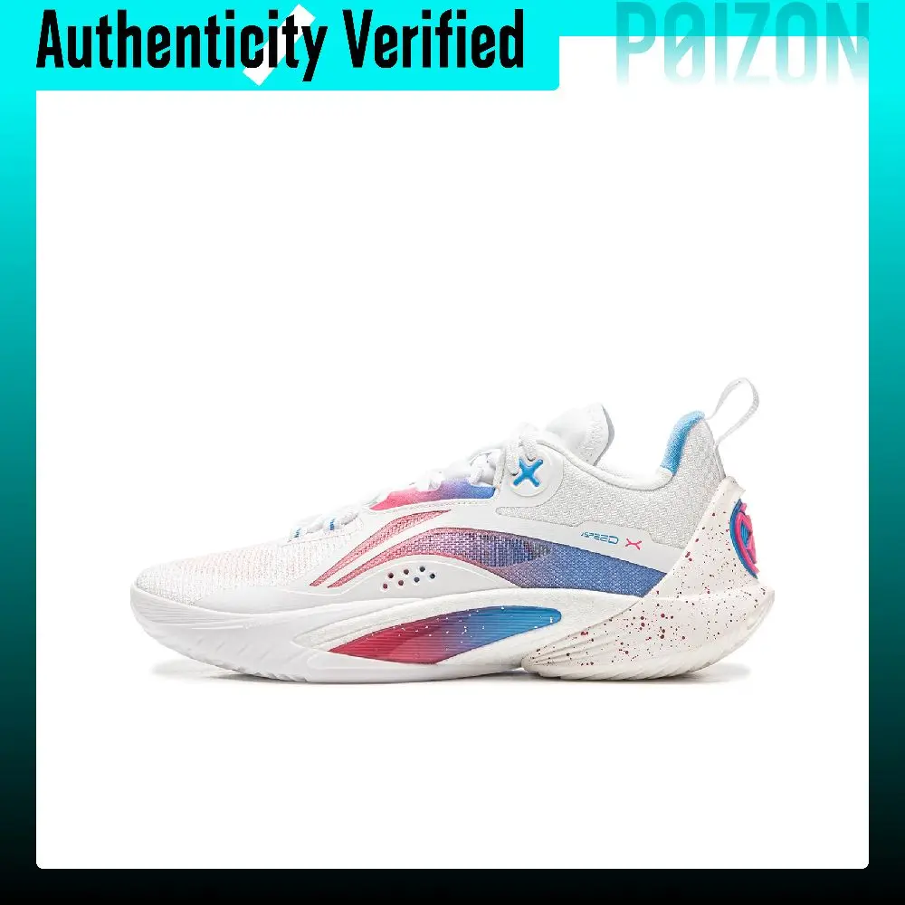 Li Ning Flash Strike 10 Low top Basketball Shoes Men's White Pink Blue ABAT085-76