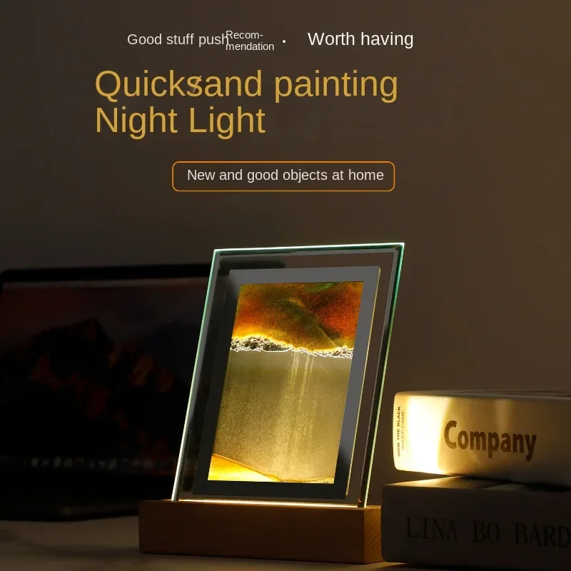 3d quickחול ציור לילה אור אמנות usb יצירתי שעון חול אמנות יום חול קישוט הבית סלון חדר שינה הוביל מיטת מנורת