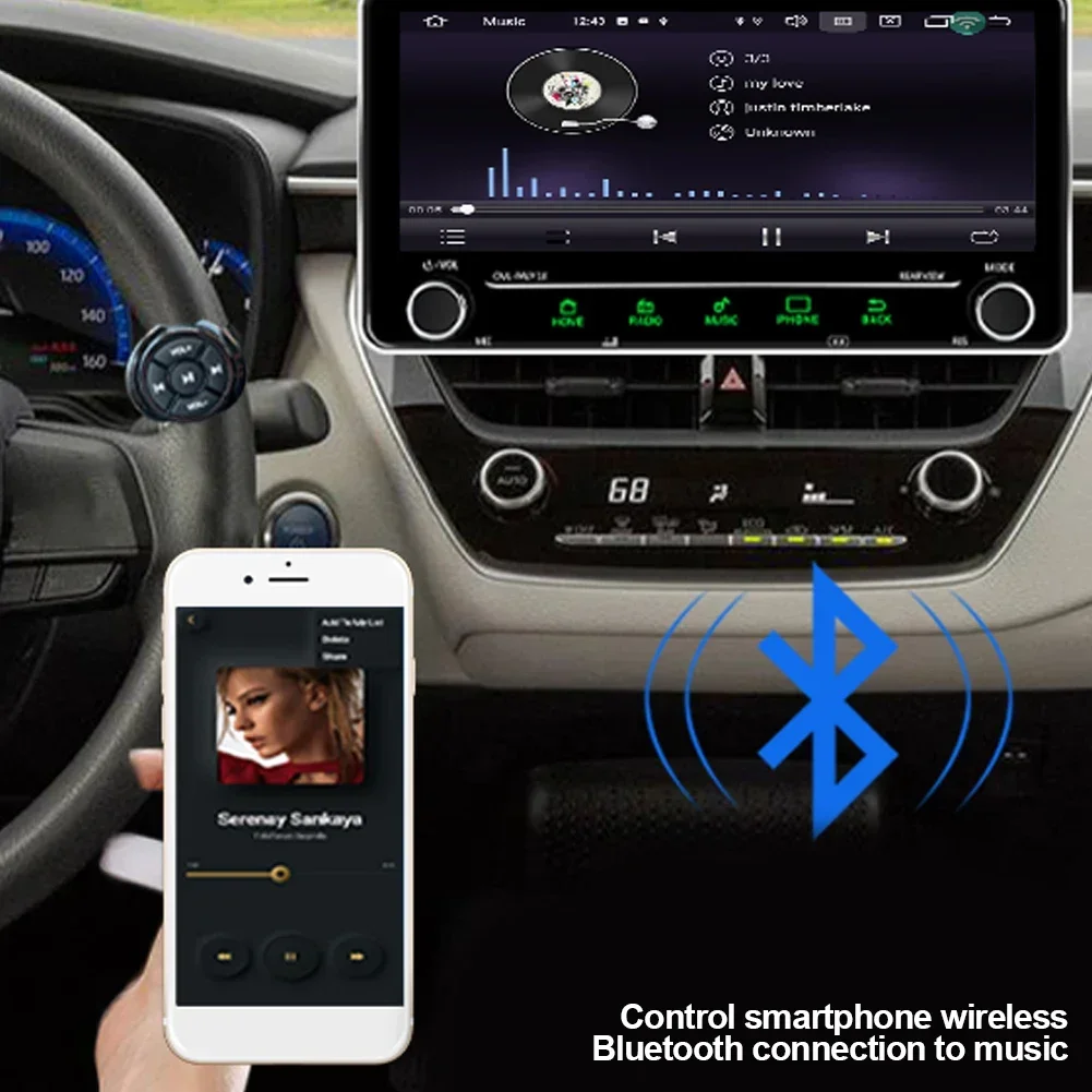 5 Keys Car Steering Wheel Wireless Bluetooth-compatible Remote Control Button Universal for Android IOS Car Media Volume Button